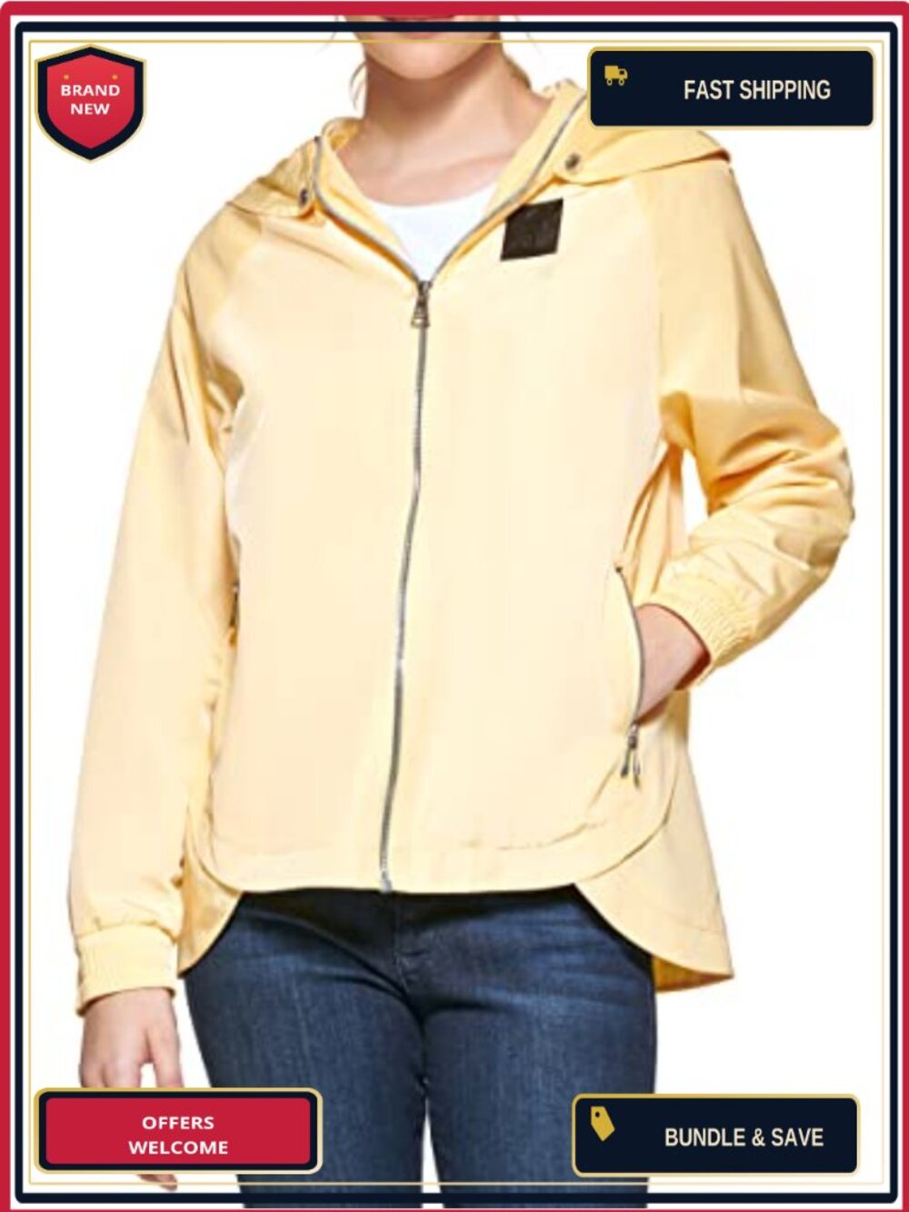 Lightweight Logo Track Softshell Jacket Water Resistant Hooded Zip